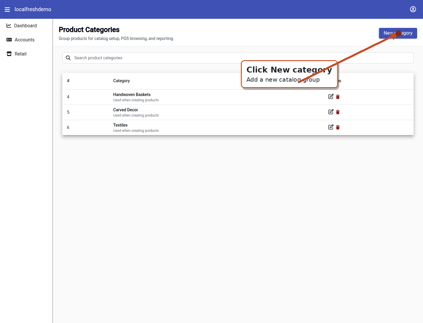 Acel Retail product categories list